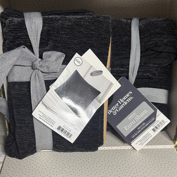 TWO Better Homes And Gardens Black Euro Sham - Picture 2 of 3